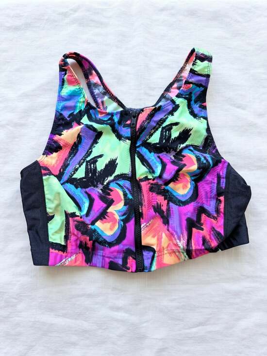 Cheetah Tops - Vintage 80s Workout Top Womens Large, Retro Aerobics Athletic Shirt, Neon